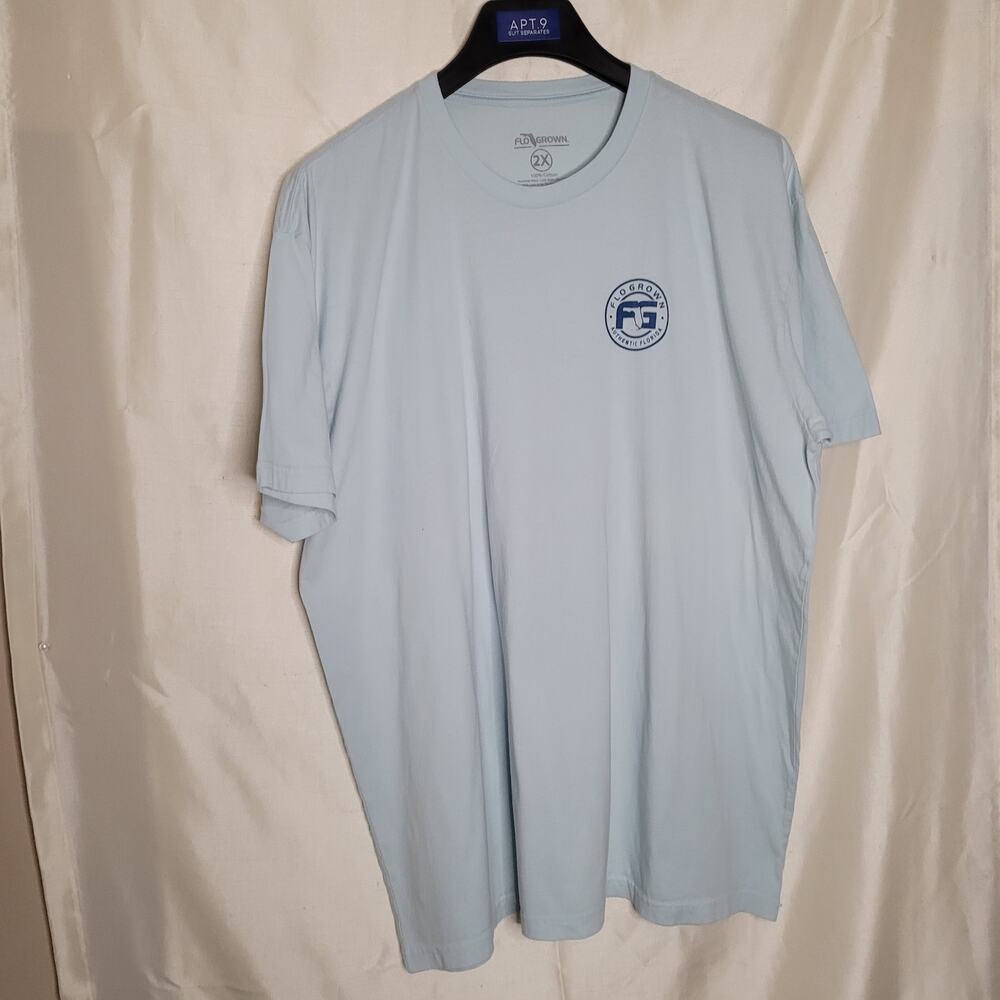 Flo Grown Light Blue Men's Shirt - 2XL - Fish Design